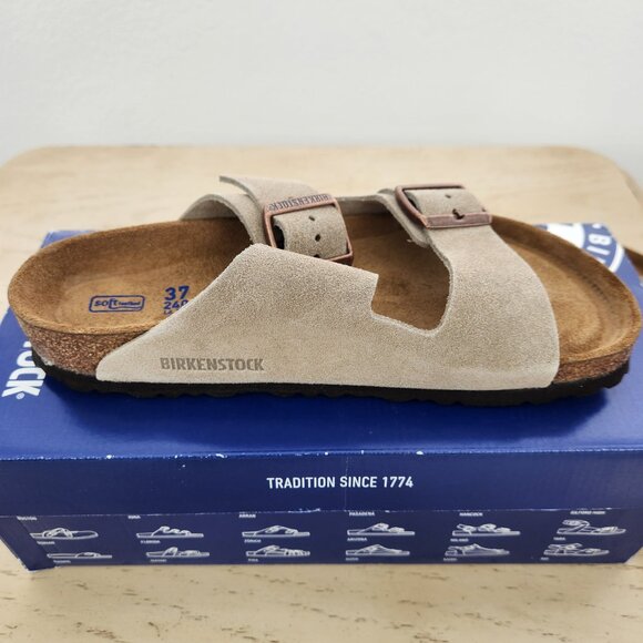 Birkenstock Arizona Suede Leather Sandal - Taupe, Size EU: 37 (US: 6-6.5) NWT - Picture 9 of 10